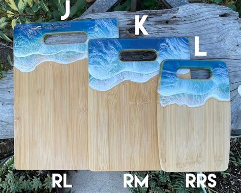 Ocean Wave Bamboo Cutting Cheese Board Made With Epoxy Resin Etsy