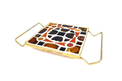 Mid Century Tile Trivet Hot Plate Vintage Tile Trivet Hot Pad Boho Home Decor Kitchen Dining
