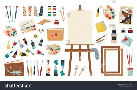 Artist Tools Painting Workshop Clipart Collection Stock Vector (Royalty ...