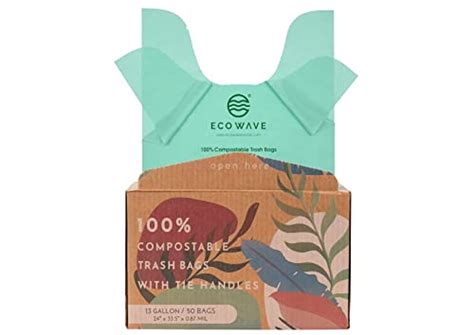 Eco Wave Compostable Trash Bags With Tie Handles Gallons