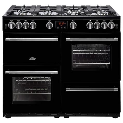 Belling Farmhouse 100g Gas Range Cooker Black Dual Fuel Range