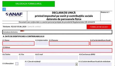 Declaratia Unica 2021 Formular Model Completare Declaratia Unica