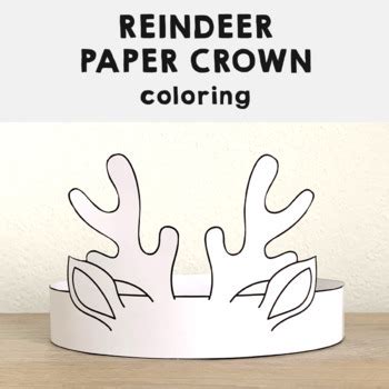 Reindeer Paper Crown Hat Printable Coloring Christmas Winter Craft Activity