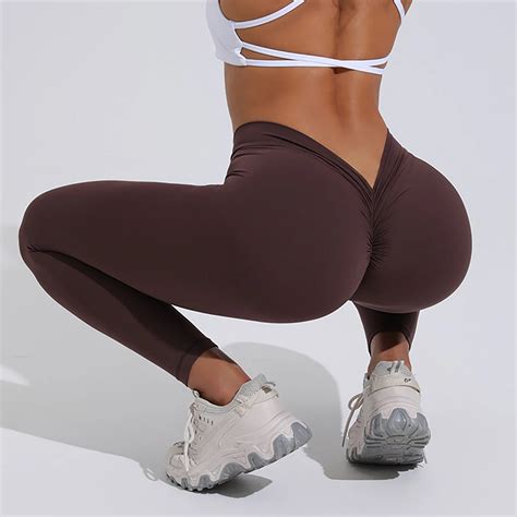 Scrunch Butt Gym Leggings Sexy V Waist Push Up Leggings Women Fiteness Leggings Naked Feeling