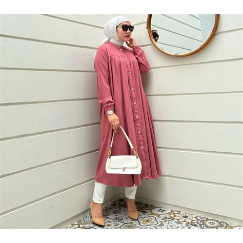 Jual Tunik Muslim Wanita Terbaru Fiya Long Tunik Tunik Polos Bahan