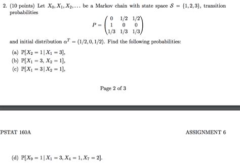 Solved Points Let X X X Be A Markov Chain With Chegg