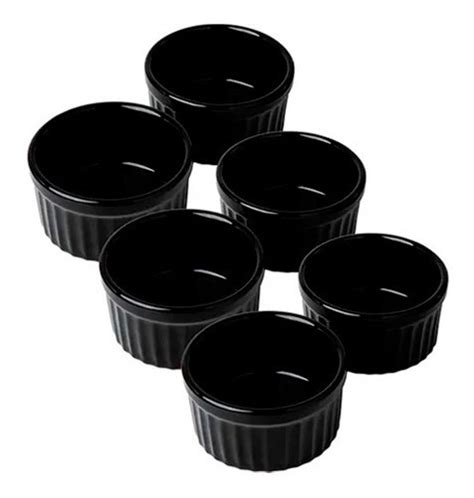 Kit C 6 Ramequim De Porcelana Preto 90 Ml Ramekin MercadoLivre