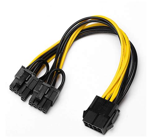 PCI-e- 6 Pin 8- Pin Female to 2 PCI (6+2) pin Male power Y Splitter ...