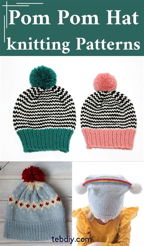 Free Pom Pom Hat Knitting Patterns For Winter Playtimes - Teb DIY