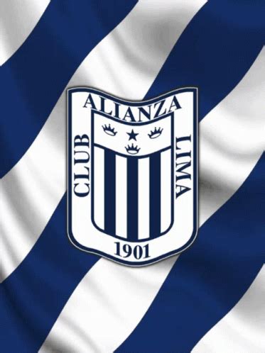 The Blue And White Striped Flag Is Waving In The Wind With An Emblem On It