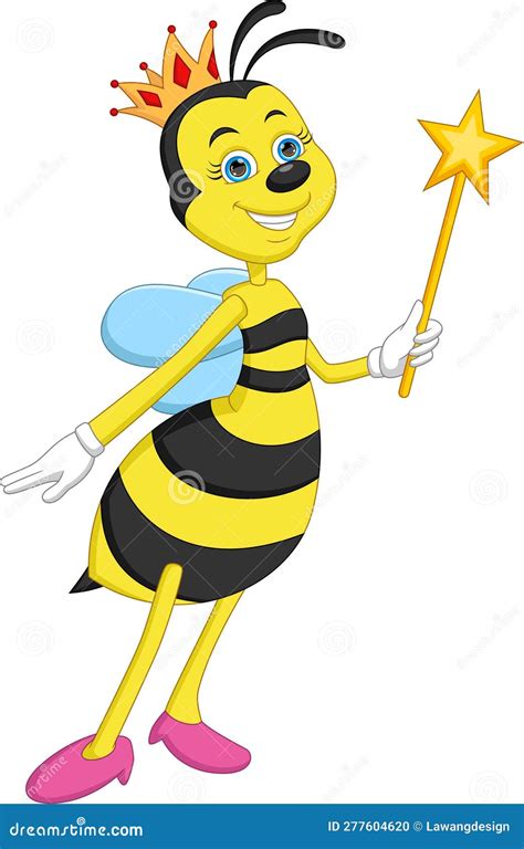 Cute Queen Bee Cartoon Stock Vector Illustration Of Logo 277604620