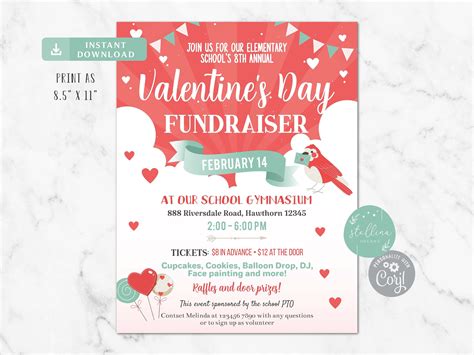 Valentine S Day Fundraiser Flyer Valentine Class Party Etsy Australia