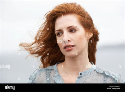 wind blown long hair  res stock photography  images alamy