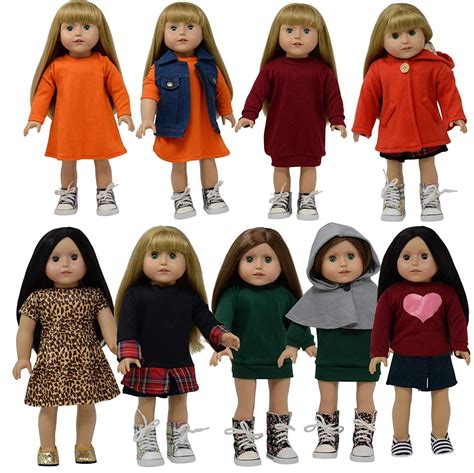 American Girl 18 Inch Doll Clothes Set - 10 pc Deluxe Outfits, Dresses ...