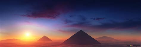 Pyramids Sunset Sky 4K wallpaper download