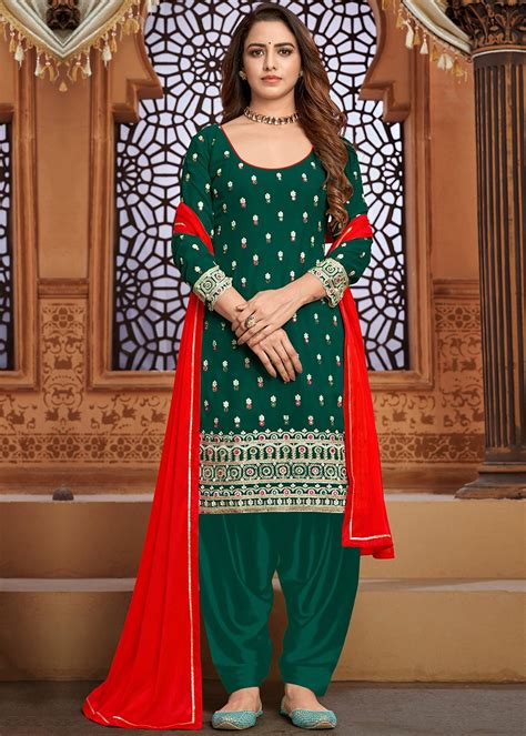 Dark Green Suit With Red Dupatta Atelier Yuwa Ciao Jp