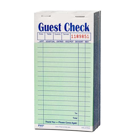 Buy FMP Brands Double Part Guest Check Pads For Restaurants Server