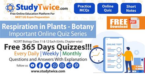 150 Respiration In Plants Biology MCQ Daily Quiz For NEET