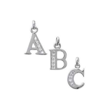 Pendentif Lettre En Argent Et Oxydes De Zirconium