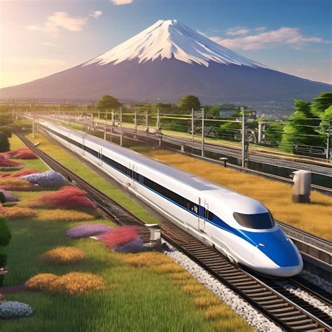 Premium Photo A Modern Bullet Train Shinkansen Speeding Through The