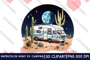 Watercolor Night Rv Camping Clipart Graphic By Sukumarbd Creative