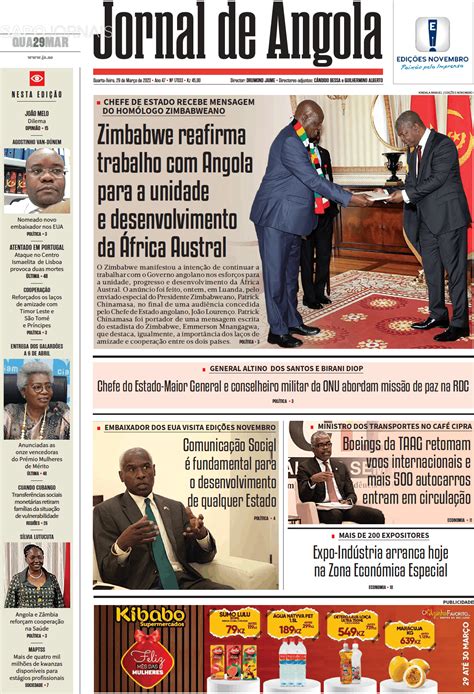 Jornal De Angola Mar Jornais E Revistas Sapo Pt Ltima