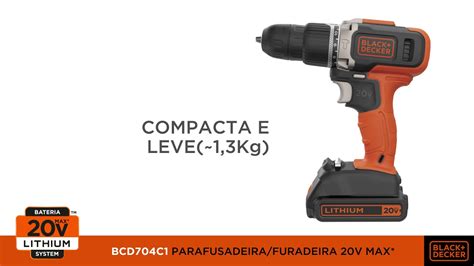 BLACK DECKER PARAFUSADEIRA FURADEIRA 20V MAX BCD704C1 YouTube