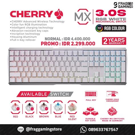 Jual CHERRY Cherry MX 3 0S WL White Wireless Gaming Keyboard Full Size