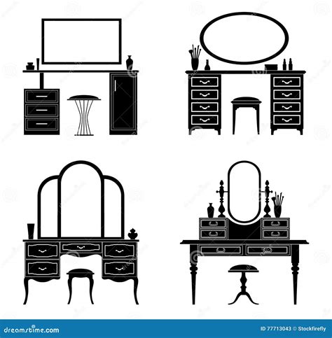 Silhouettes Of Vector Dressing Table. | CartoonDealer.com #77713043