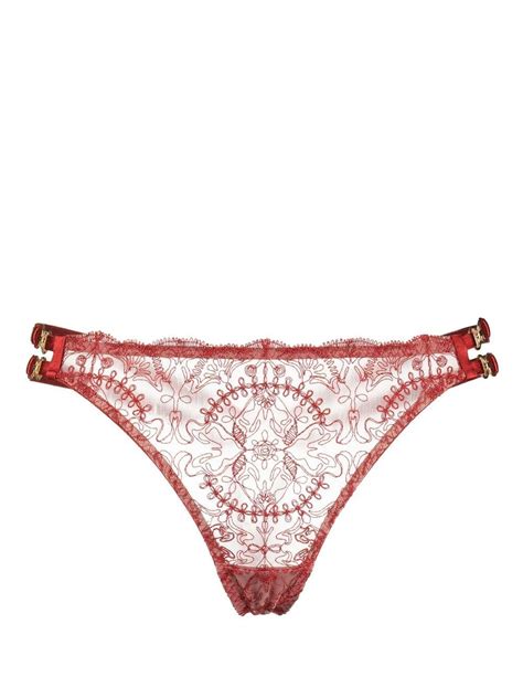 Bordelle Cymatic Sheer Lace Thong Red Farfetch Ae