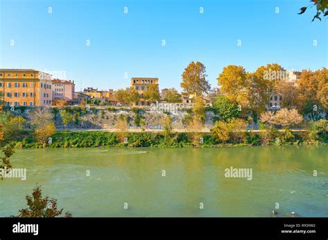 ROME ITALY CIRCA NOVEMBER 2017 View Of Tiber Riverside And