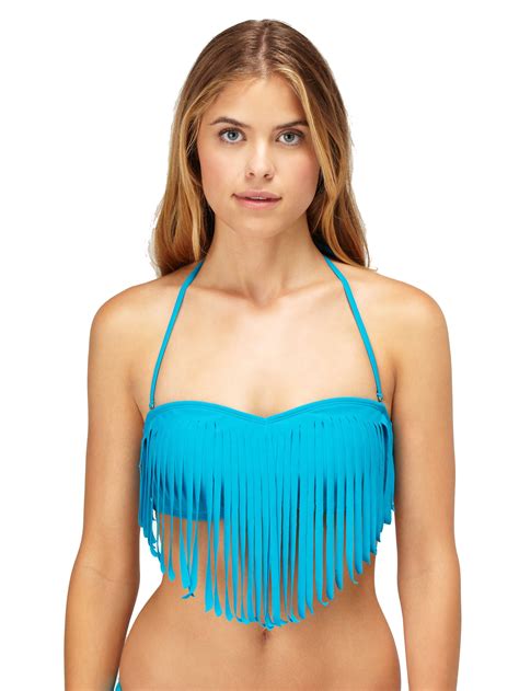 Roxy Juniors Surf Essentials Fringe Bandeau Bikini Top Ebay