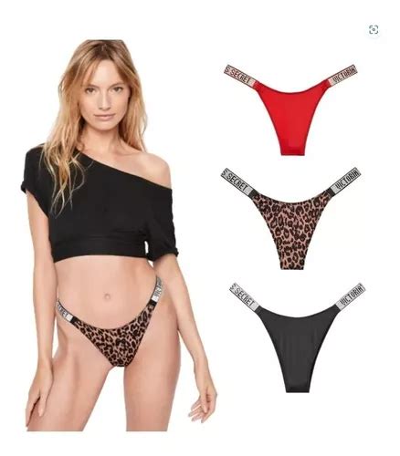 Set 3 Bragas Tangas Mujer Sexy Brillos Tipo Victoria Secret Meses Sin