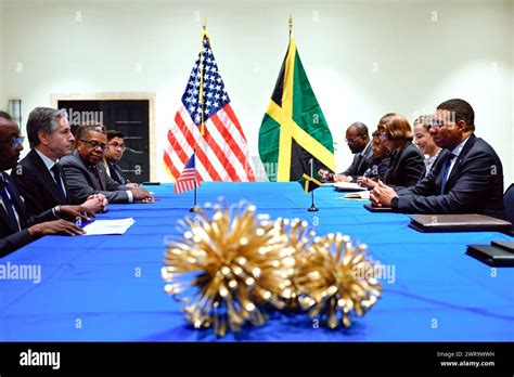 Secretary Of State Antony Blinken Meets With Jamaicas Prime Minister Andrew Holness At The