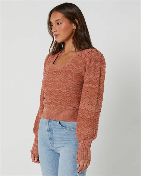 Minkpink Aurora Wave Knit Jumper Rust Surfstitch