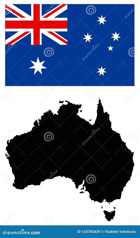 Mapa Y Bandera País De Australia Del Continente Australiano