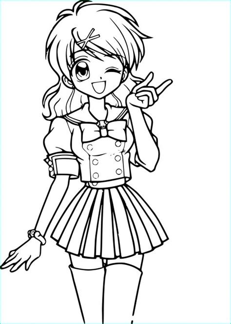 Fille à Colorier Cool Collection Coloriage Belle Fille Manga à Imprimer