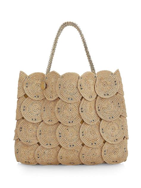 Buy Paco Rabanne Cabas Disc Raffia Tote Natural Light Gold At 60 Off