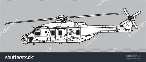 Nhindustries Nh Vector Drawing Combat Helicopter Stock Vector