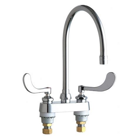 Chicago Faucet Dual Handle 4 Mount Hot And Cold Water Sink Faucet Chrome Plated 895