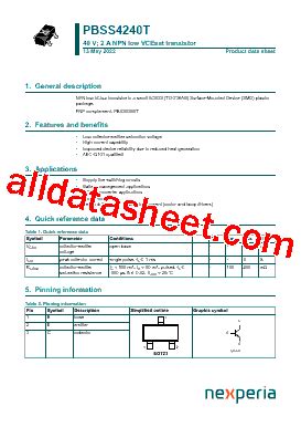 Pbss T Datasheet Pdf Nexperia B V All Rights Reserved