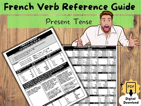 French Verb Conjugation Present Tense Verb Cheat Sheet Francais