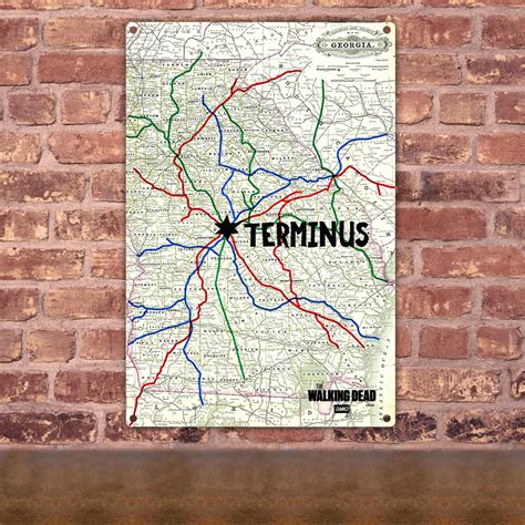 The Walking Dead Terminus Map Metal Sign