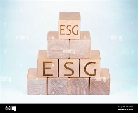 Esg Symbols On Wood Blocks As A Concept Of Company Management