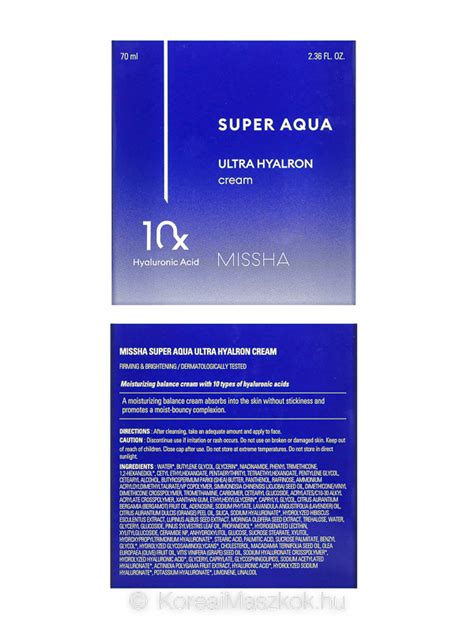 Missha Super Aqua Ultra Hyalron Cream arckrém 10 féle hialuronsavval