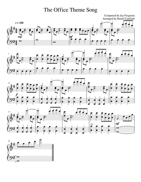 The Office Theme Song piano sheet music | Office theme song, Clarinet sheet music, Music chords