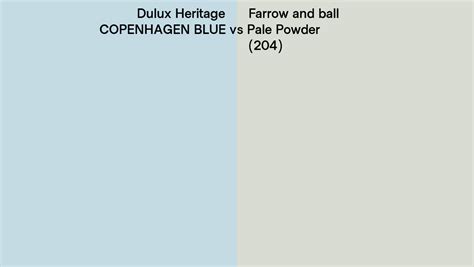 Dulux Heritage COPENHAGEN BLUE Vs Farrow And Ball Pale Powder 204