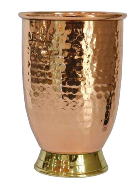 Cylindrical Hammered Royal Copper Glass Size 4 2inch Diameter