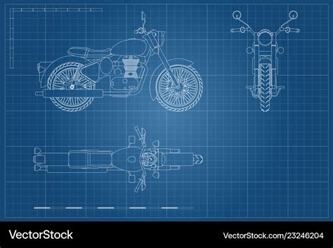 Blueprint Of Retro Classic Motorcycle Royalty Free Vector