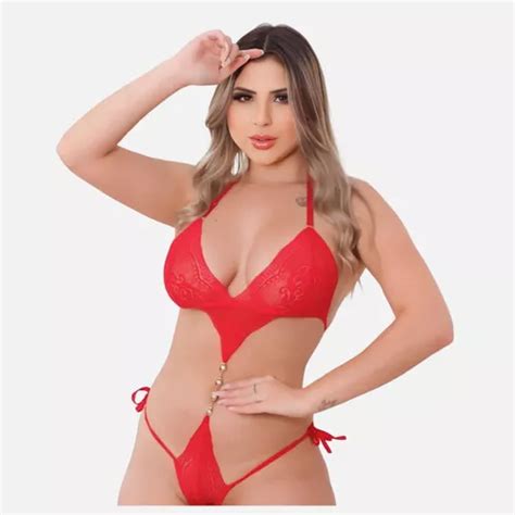 Kit Body Sexy Renda Cavado Lingerie Feminina Sensual Luxo